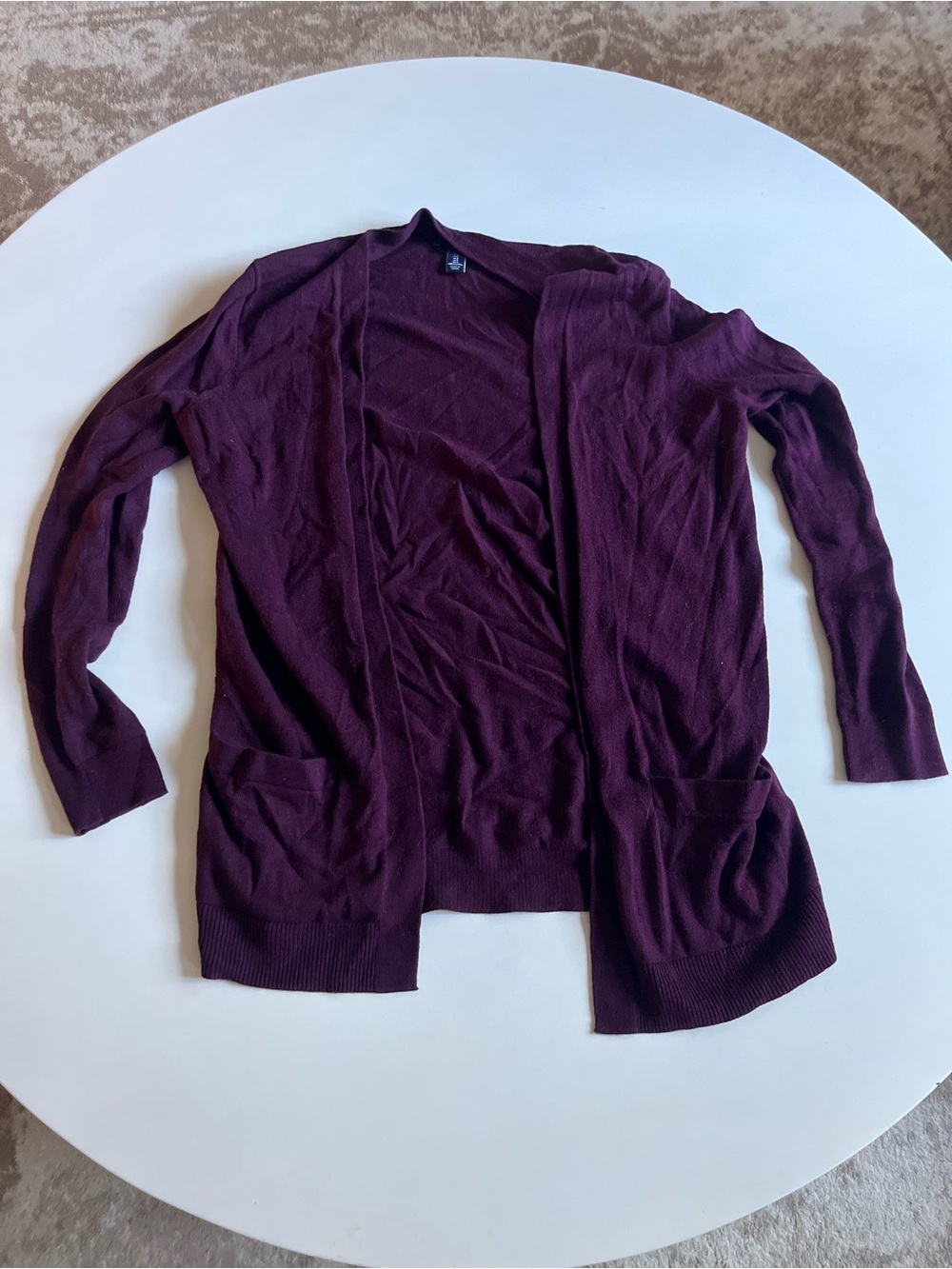 GAP Women's Open Cardigan Sweater, Dark Red Purple, Size Small